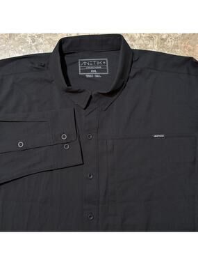 Anetik Shirt Mens 2XL Black Ultralight Outdoor Long Sleeve Button Vented Fishing